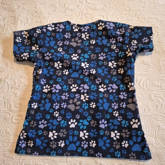 Wonder Wink uniform shirt small blue gray white scrub top 2 front pockets VGUC - Picture 3 of 5